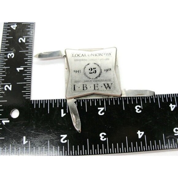 Money Clip IBEW 25 Year Local Union 1359 Square 2 Knife File Stainless Japan - Picture 6 of 8